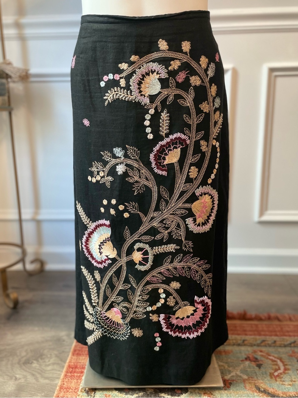 Vintage Floral Embroidered Skirt